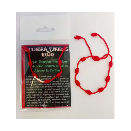 Pulsera de los 7 Nudos Rojos. Aleja Envidias y Mala Suerte, atrae Fortuna