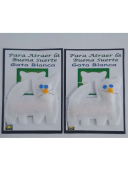 Amuleto Fetiche Gata Blanca, Suerte, Abundancia