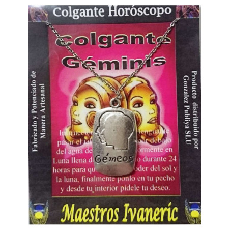 Colgante Artesano Metal Horóscopo Géminis