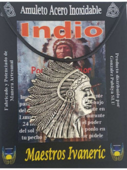 Talismán Artesano De Acero Inoxidable, Indio Grande