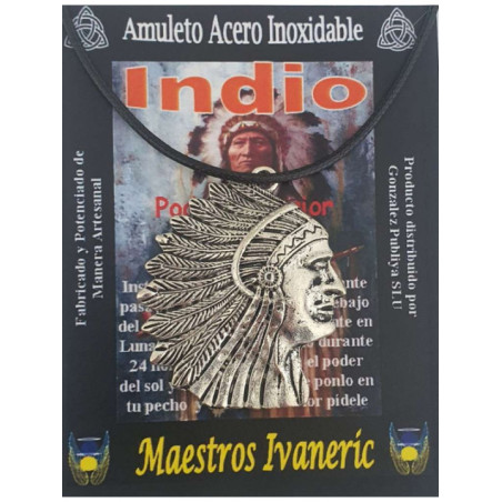 Talismán Artesano De Acero Inoxidable, Indio Grande