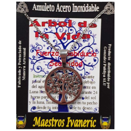 Talismán Artesano De Acero Inoxidable, Árbol de la Vida
