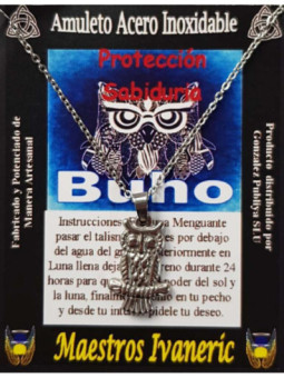 Talismán Artesano  De Acero Inoxidable, Búho