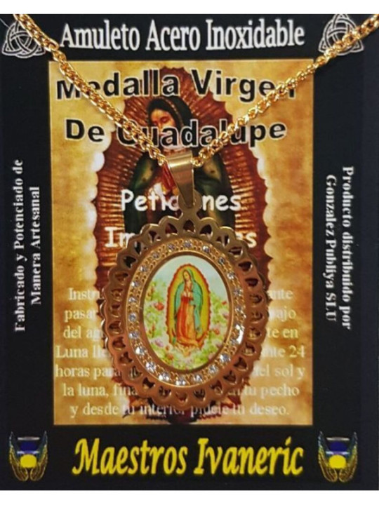 Talismán Artesano De Acero Inoxidable, Virgen de Guadalupe