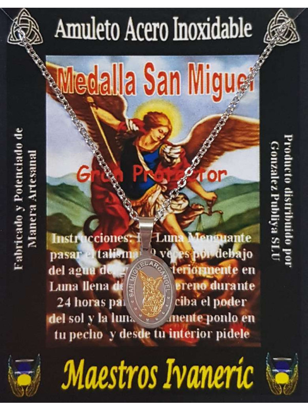 Talismán Artesano De Acero Inoxidable, Medalla San Miguel, Gran protector