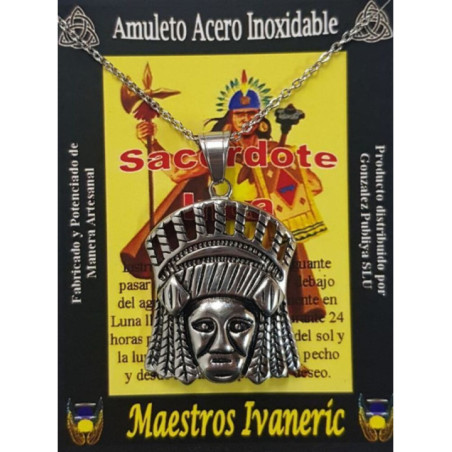 Talismán Artesano De Acero Inoxidable, Sacerdote Inca