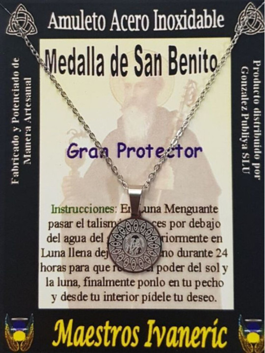Talismán Artesano De Acero Inoxidable, San Benito, Gran Protector
