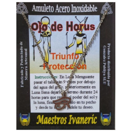 Talismán Artesano pequeño De Acero Inoxidable Ojo de Horus, Protección, Triunfo