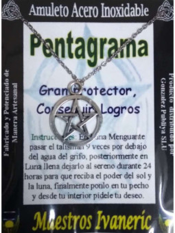 Talismán Artesano De Acero Inoxidable, Pentagrama en circulo, Protección