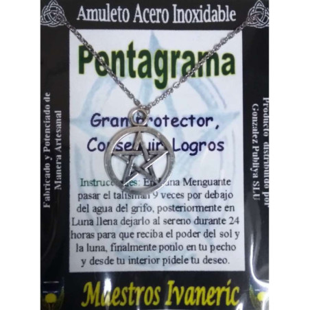 Talismán Artesano De Acero Inoxidable, Pentagrama en circulo, Protección