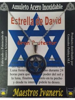 Talismán Artesano De Acero Inoxidable, Estrella de David. Gran Protector