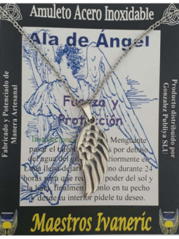 Talismán Artesano De Acero Inoxidable Ala de Ángel. Fuerza y Protección.