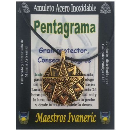 Talismán Artesano De Acero Inoxidable Pentagrama. Protección