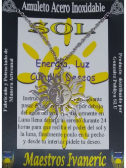 Talismán Artesano de Acero Inoxidable Sol. Energía, Luz