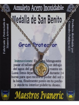 Medalla Pequeña De Acero Inoxidable, San Benito, Gran Protector