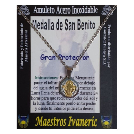Medalla Pequeña De Acero Inoxidable, San Benito, Gran Protector