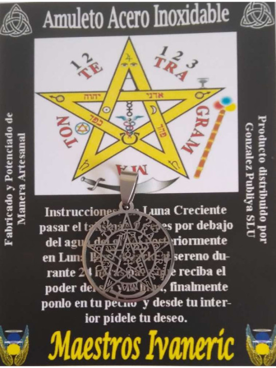 Talismán Artesano De Acero Inoxidable, Medalla Calada Tetragrámaton. 2,7 Diámetro