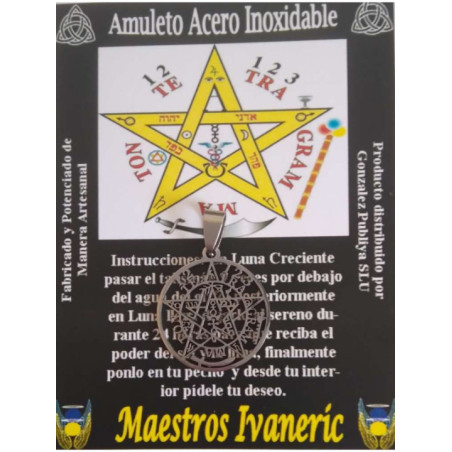 Talismán Artesano De Acero Inoxidable, Medalla Calada Tetragrámaton. 2,7 Diámetro