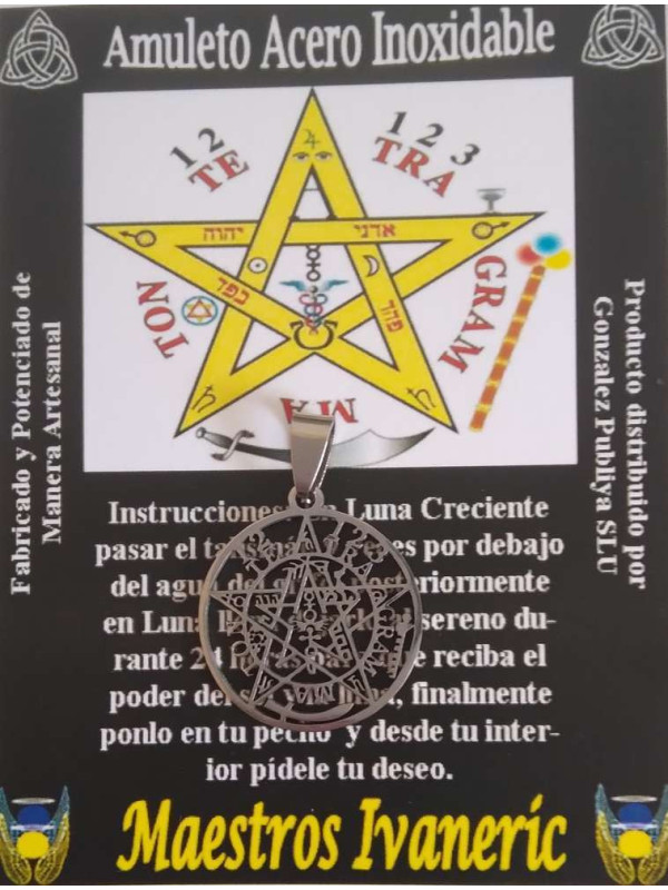 Talismán Artesano De Acero Inoxidable, Medalla Calada Tetragrámaton. 2,7 Diámetro