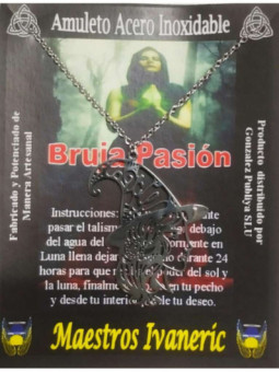 Amuleto Bruja de Acero Inoxidable con Cadena
