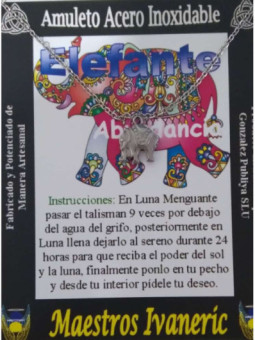 Talismán Artesano de Acero Inoxidable Elefante