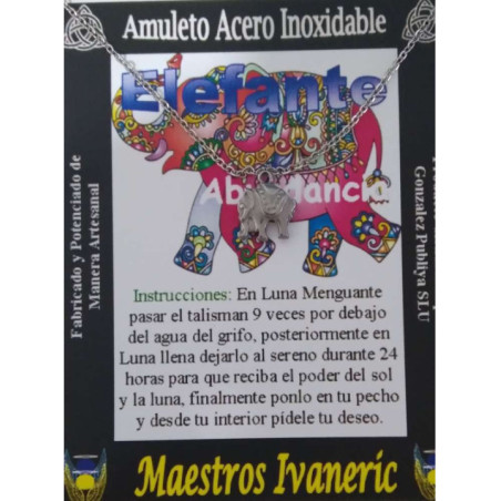 Talismán Artesano de Acero Inoxidable Elefante