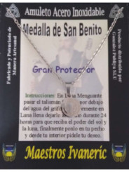 Talismán Artesano Plateado Pequeño De Acero Inoxidable, San Benito, Gran Protector