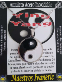Talismán Artesano de Acero Inoxidable Medalla Ying Yang