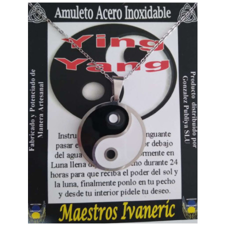 Talismán Artesano de Acero Inoxidable Medalla Ying Yang