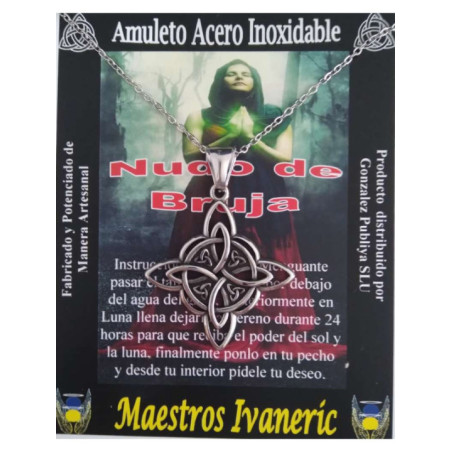 Talismán Artesano de Acero Inoxidable Nudo de Brujas