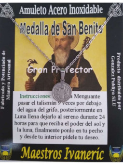 Talismán Artesano De Acero Inoxidable de 1,1 cm diámetro, San Benito, Gran Protector