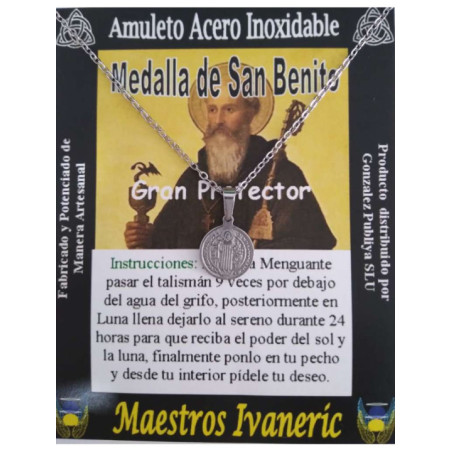 Talismán Artesano De Acero Inoxidable de 1,1 cm diámetro, San Benito, Gran Protector