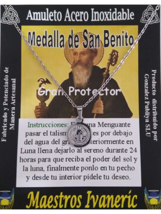 Talismán Artesano De Acero Inoxidable de 1,2 cm diámetro, San Benito, Gran Protector