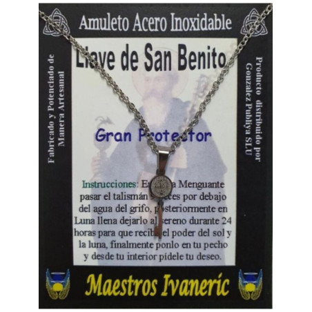 Talismán Artesano De Acero Inoxidable, Gran Protector Llave de San Benito,