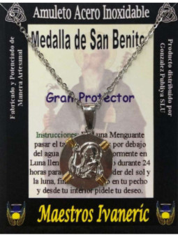 Talismán Artesano De Acero Inoxidable, San Benito, Gran Protector