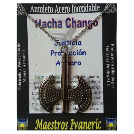 Talismán Artesano De Acero Inoxidable, Hacha Chango
