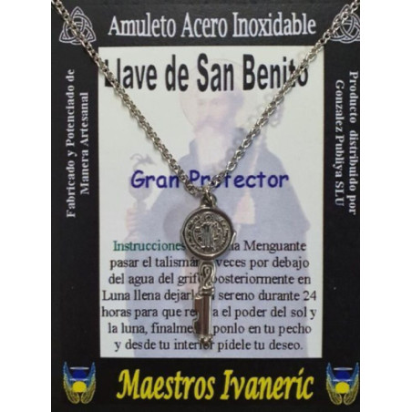 Talismán Artesano De Acero Inoxidable, Gran Protector Llave de San Benito,