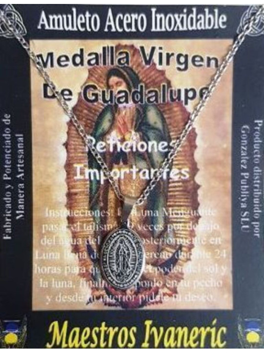 Talismán Artesano De Acero Inoxidable, Medalla Virgen Guadalupe. Peticiones difíciles