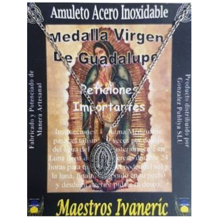 Talismán Artesano De Acero Inoxidable, Medalla Virgen Guadalupe. Peticiones difíciles