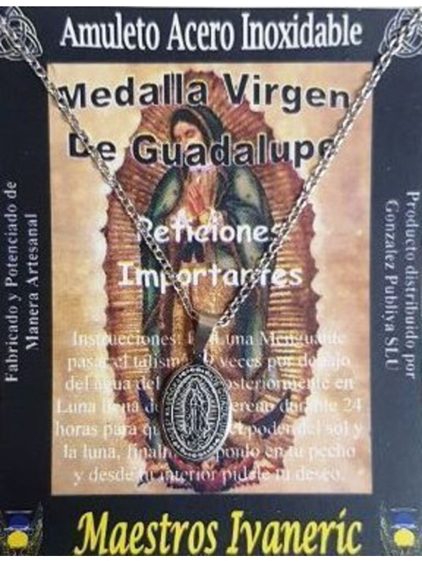 Talismán Artesano De Acero Inoxidable, Medalla Virgen Guadalupe. Peticiones difíciles