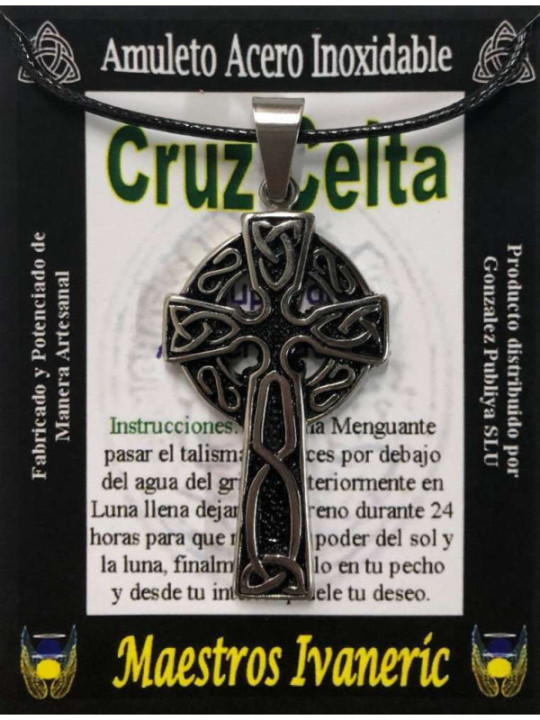 Talismán Artesano De Acero Inoxidable, Cruz Celta Grande