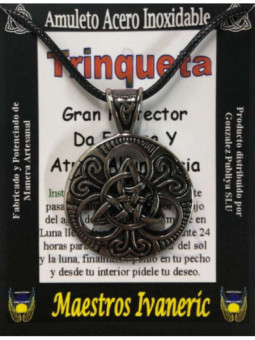 Talismán Artesano De Acero Inoxidable, Trinqueta en Circulo Celta Grande