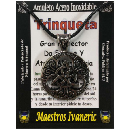 Talismán Artesano De Acero Inoxidable, Trinqueta en Circulo Celta Grande