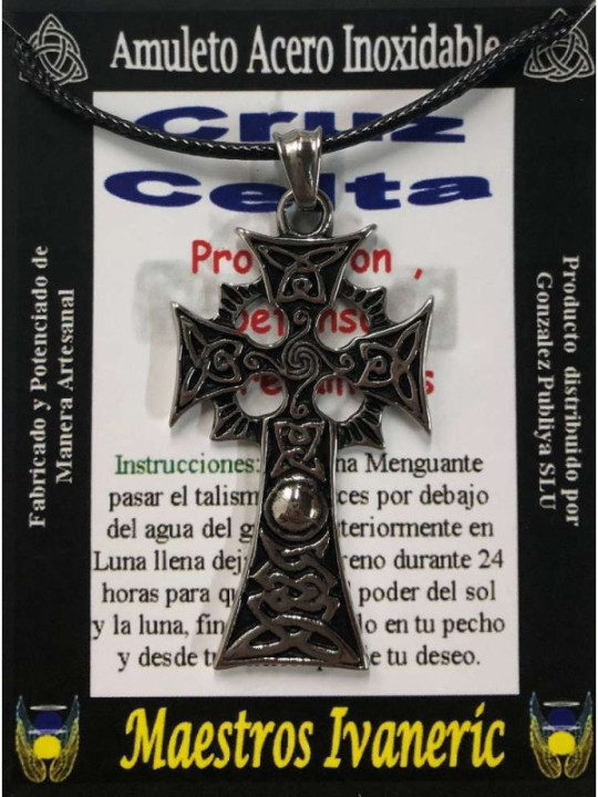 Talismán Artesano De Acero Inoxidable, Cruz Celta Grande