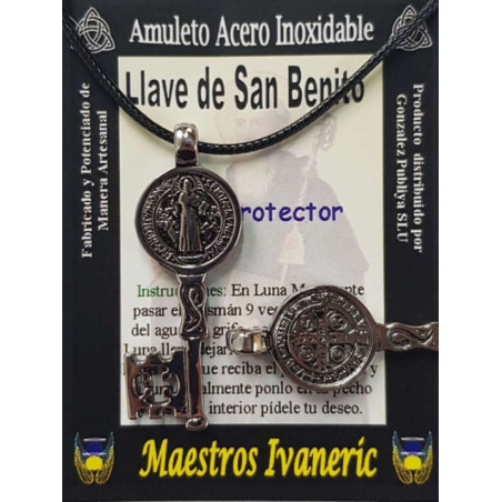 Talismán Artesano De Acero Inoxidable Grande, Llave de San Benito