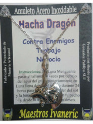 Talismán Artesano De Acero Inoxidable, Hacha Dragón