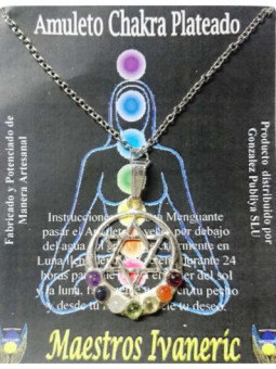 Amuleto Artesano Metal Plateado Estrella con Luna