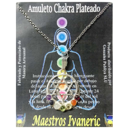 Amuleto Artesano Metal Plateado Estrella con Luna