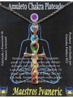 Amuleto Artesano Metal Plateado Cruz Ansada