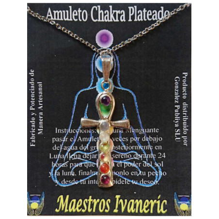Amuleto Artesano Metal Plateado Cruz Ansada